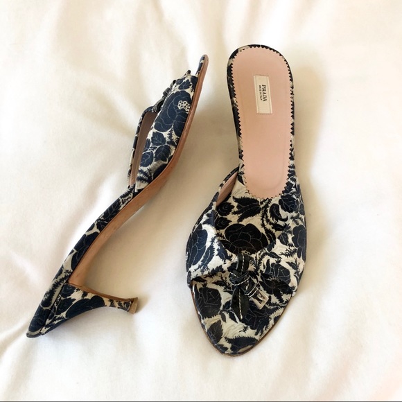 Prada Shoes - Prada Brocade Kitten Heels